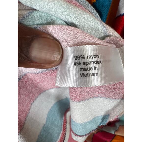 Lane Bryant Chevron Multicolor Rainbow Maxi Dress 18/20 Tie Front Knot Tie - Picture 7 of 9